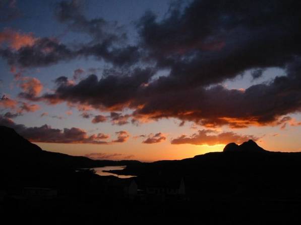 sunset behind Suilven